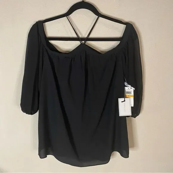 I. State NWT Off The Shoulder Chiffon Top Sz S - Picture 3 of 8